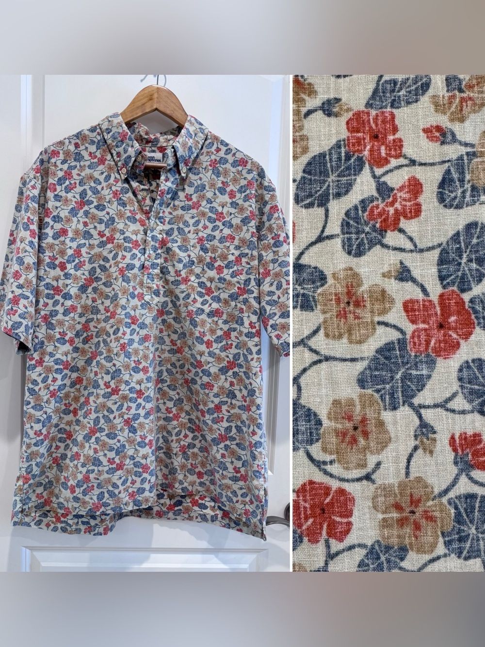 reyn spooner Floral Button-Front Polo Hawaiian aloha shirt